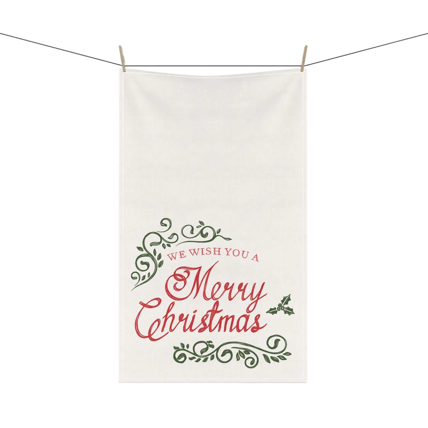 Vintage Merry Christmas Tea Towel — Festive Holiday Kitchen Linen