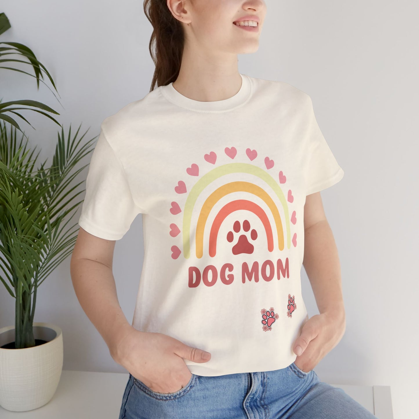 Dog Mom T-Shirt — Cute Rainbow Paw Tee for Dog Lovers