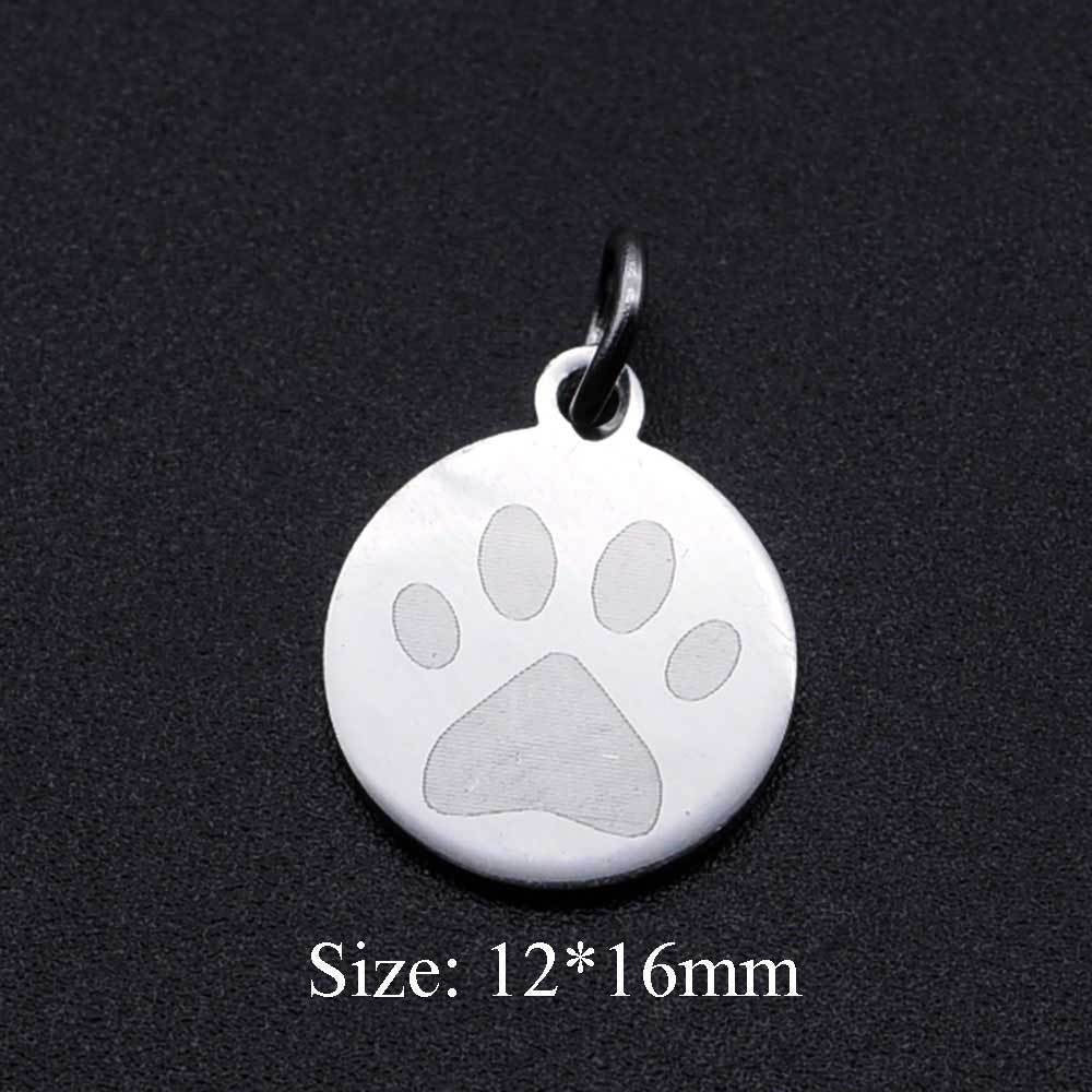 Stainless Steel Titanium Steel Engraved Name Cat Paw Dog Paw Pendant
