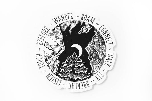 Mountains, Waves, Galaxy 3” & 4” sticker