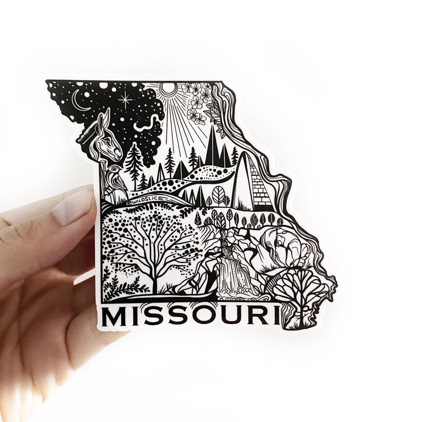 Missouri State Sticker 4" Weatherproof and durable, Outdoor sticker, Travel sticker, Wanderlust, Moon , Trees
