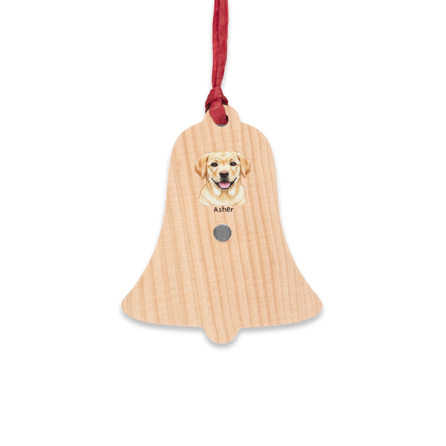 Personalized Dog Bell Wooden Ornament – "Merry Christmas" Pet Photo Keepsake