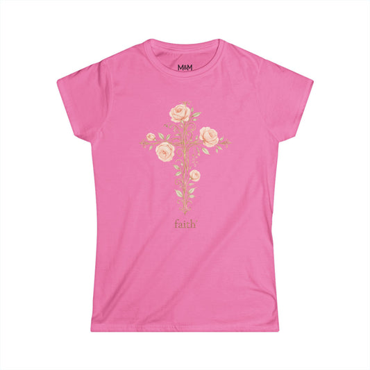 “Women’s Floral Cross Faith T‑Shirt | Christian Apparel & Inspirational Gift”