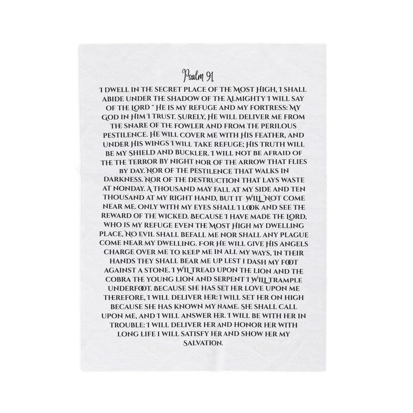 Psalm 91 Velveteen Plush Blanket — Inspirational Scripture Throw for Comfort & Faith