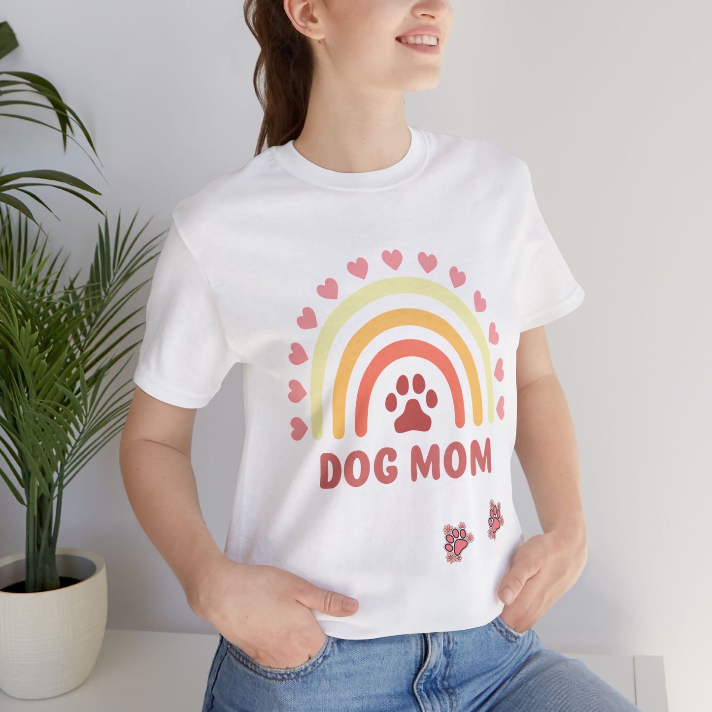 Dog Mom T-Shirt — Cute Rainbow Paw Tee for Dog Lovers