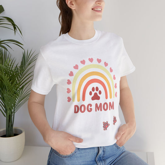 Dog Mom T-Shirt — Cute Rainbow Paw Tee for Dog Lovers