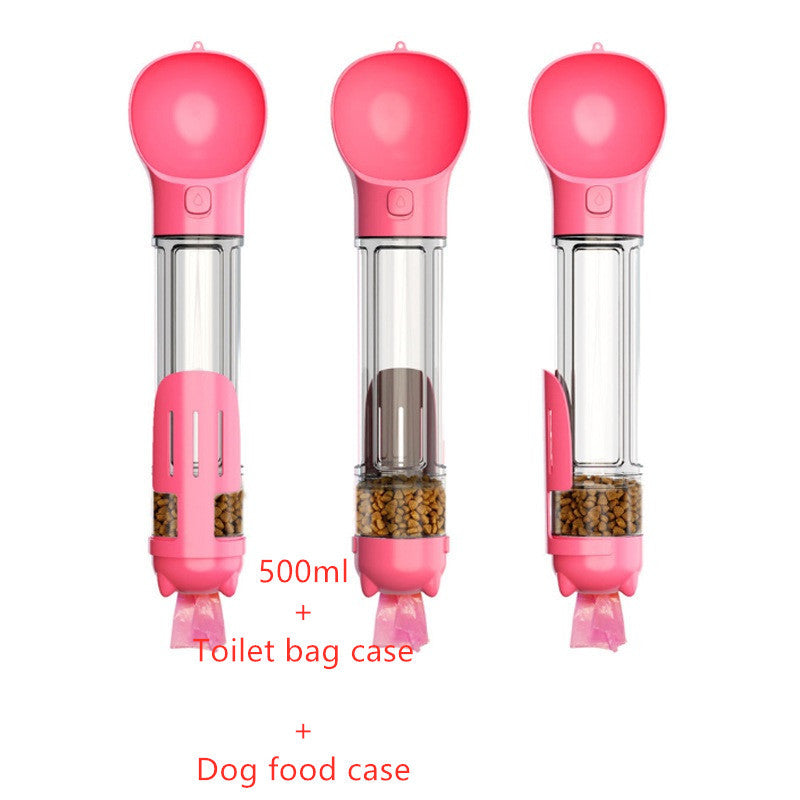 Travel 3 In 1 Dog Water Bottle Feeder Bowl Garbage Bag Storage Portable Pet Outdoor Travel 3 In 1 Dog Water Bottle