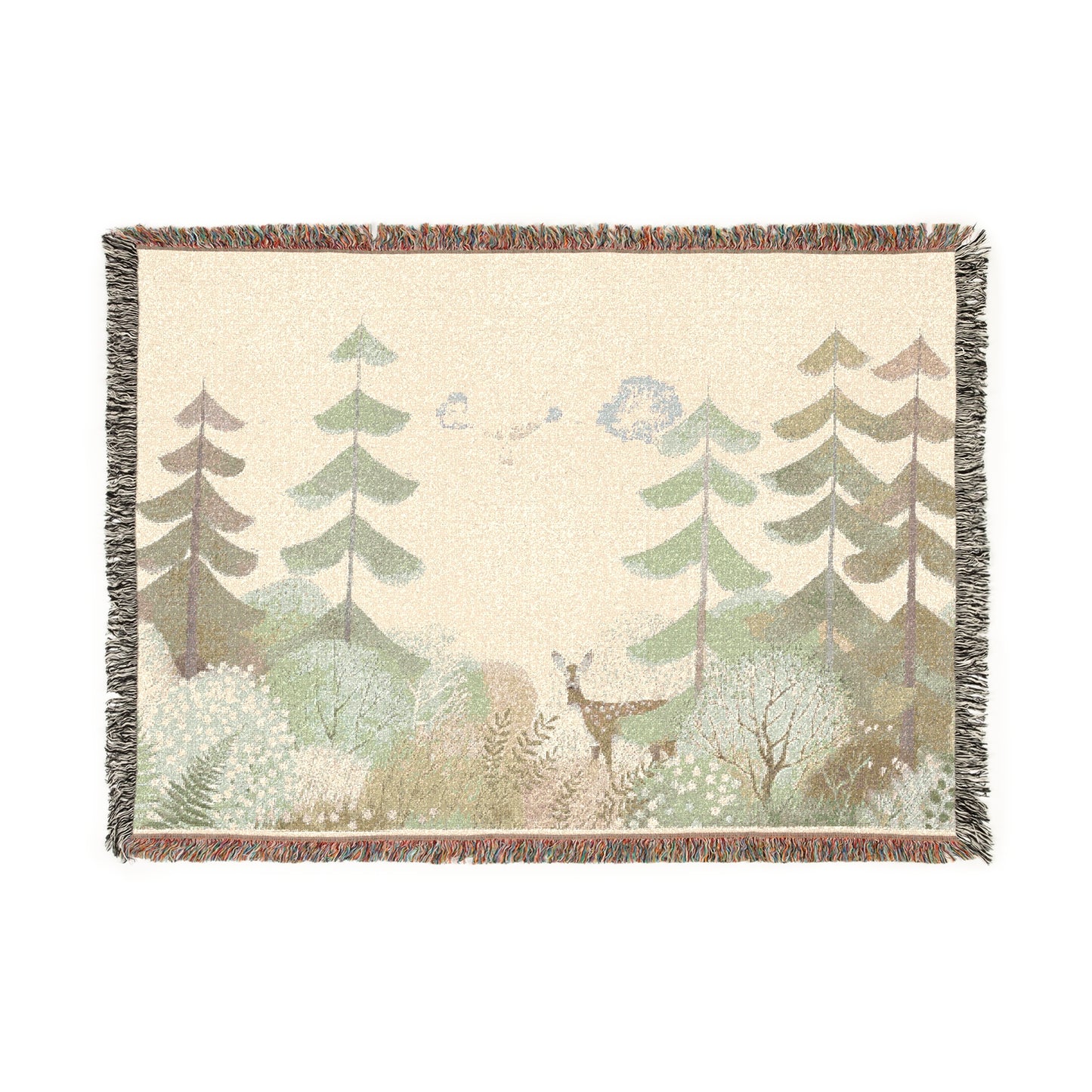 Forest Trees Woven Blanket – Scenic Pine Woodland Throw