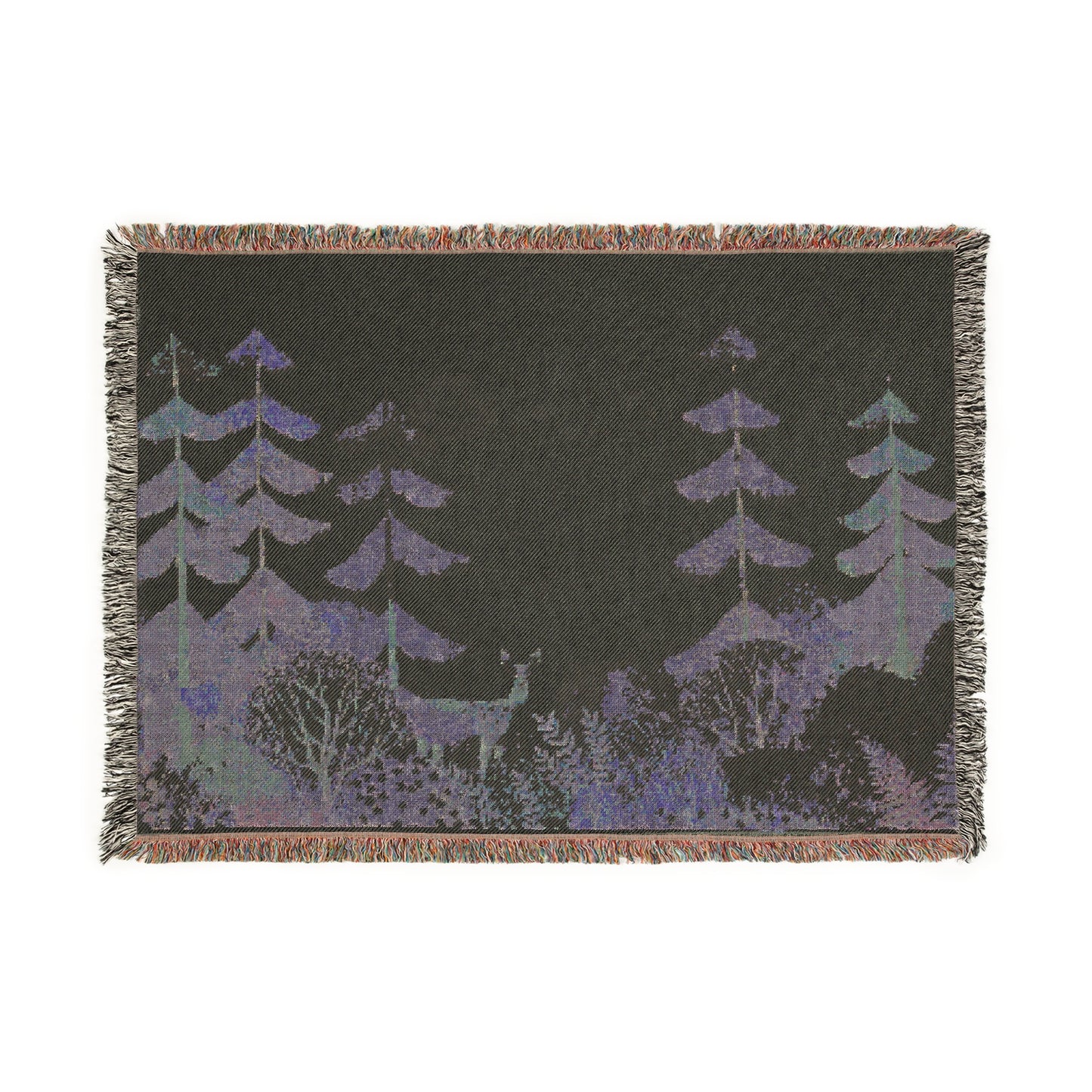 Forest Trees Woven Blanket – Scenic Pine Woodland Throw