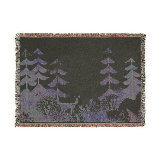 Forest Trees Woven Blanket – Scenic Pine Woodland Throw