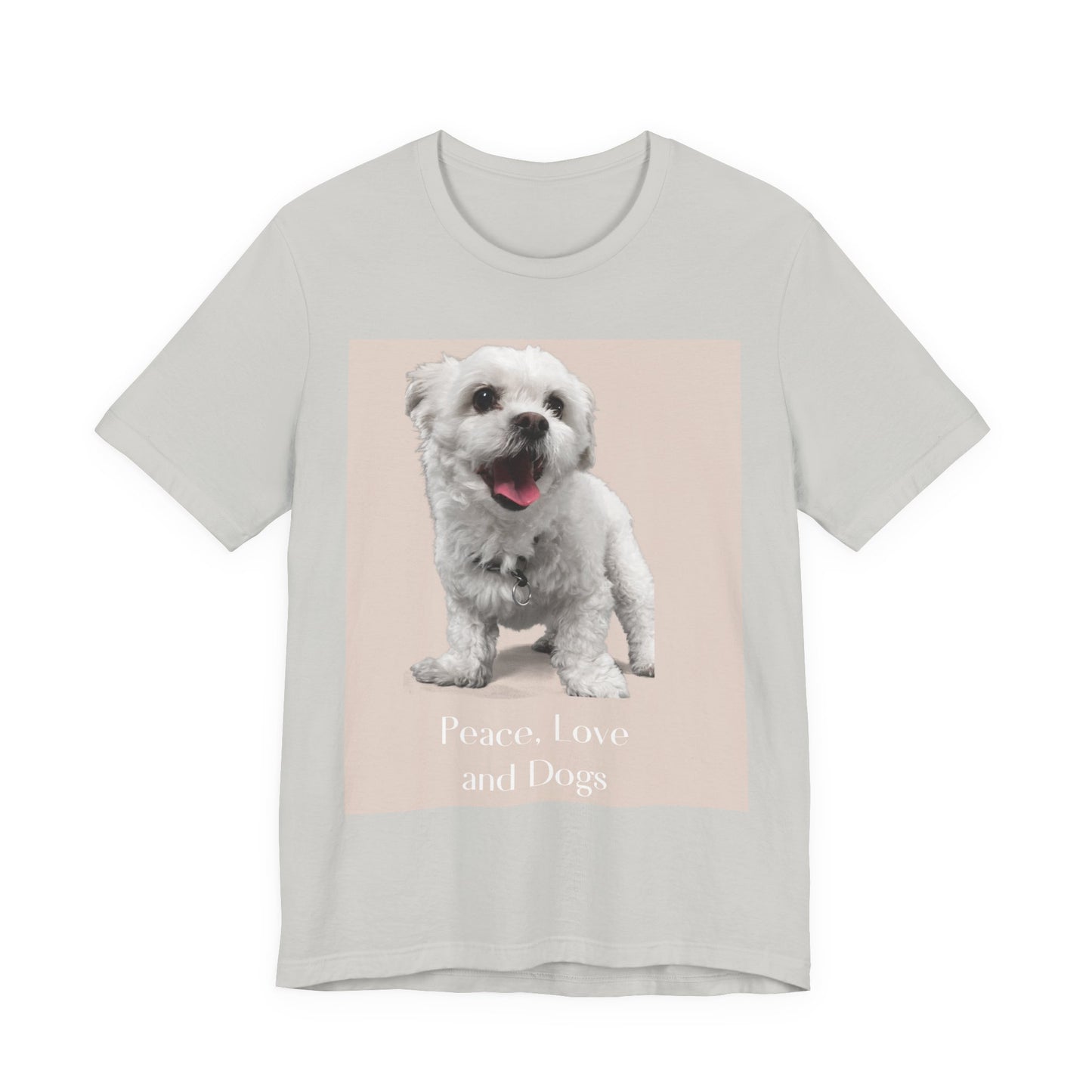 Peace, Love and Dogs T‑Shirt — Cute Dog Photo Tee