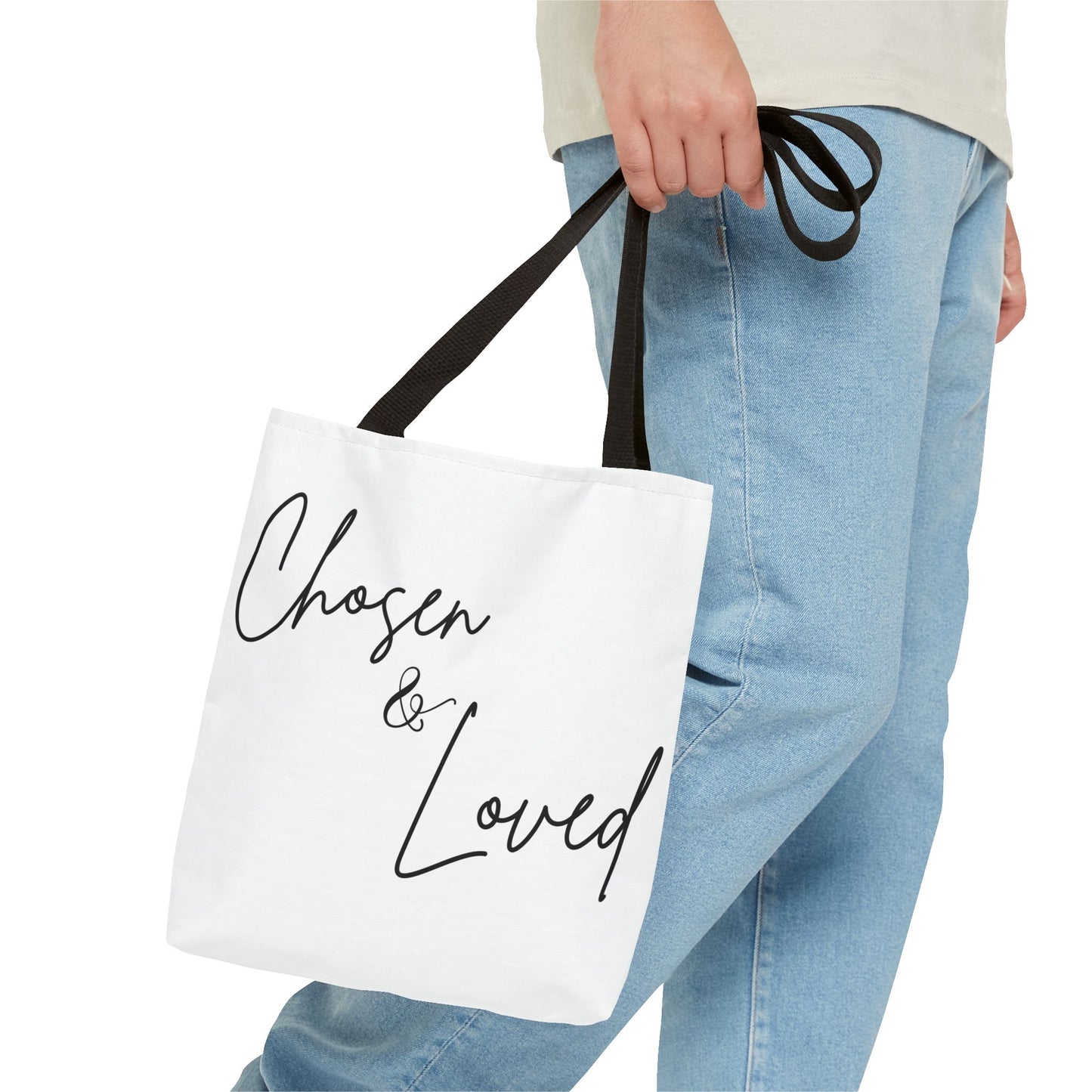 Chosen and Loved Tote Bag — Inspirational All-Over Print Tote