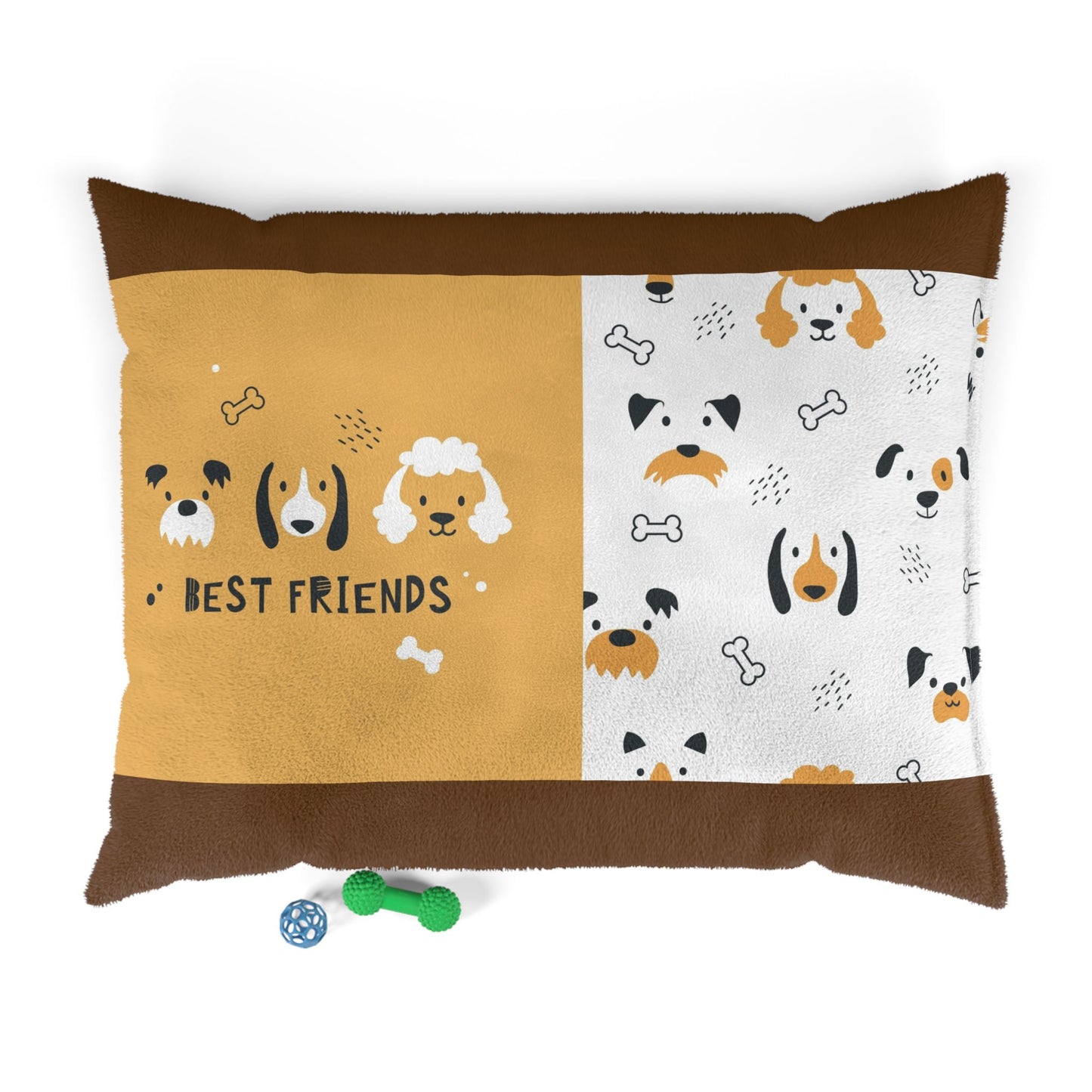 Best Friends Dog Pet Bed — Cozy Plush Rectangular Pillow for Small & Medium Dogs