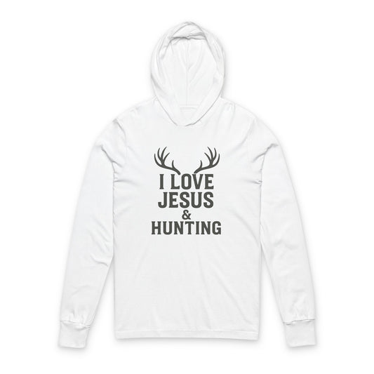 I love Jesus and Hunting Hooded Long Sleeve Tee