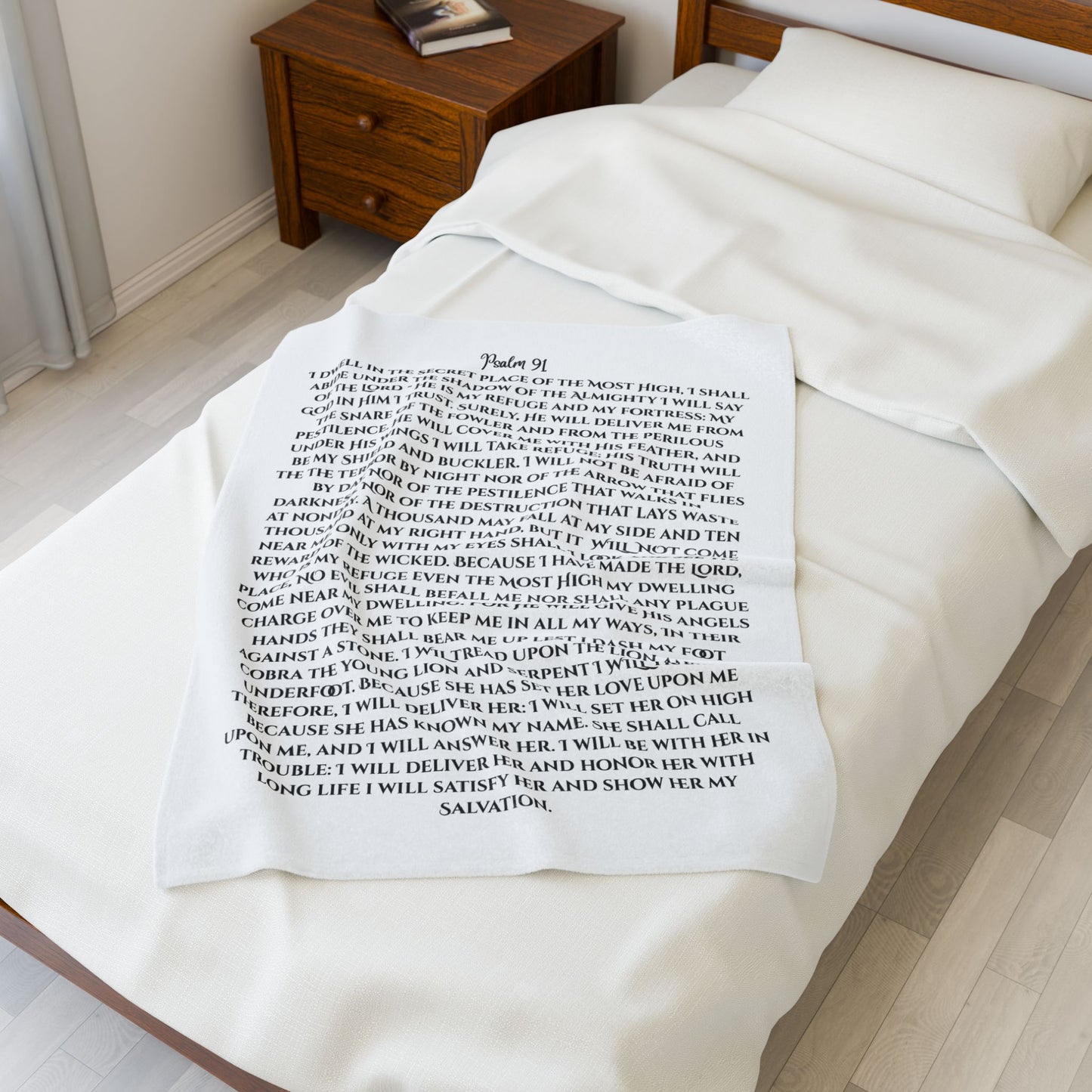 Psalm 91 Velveteen Plush Blanket — Inspirational Scripture Throw for Comfort & Faith