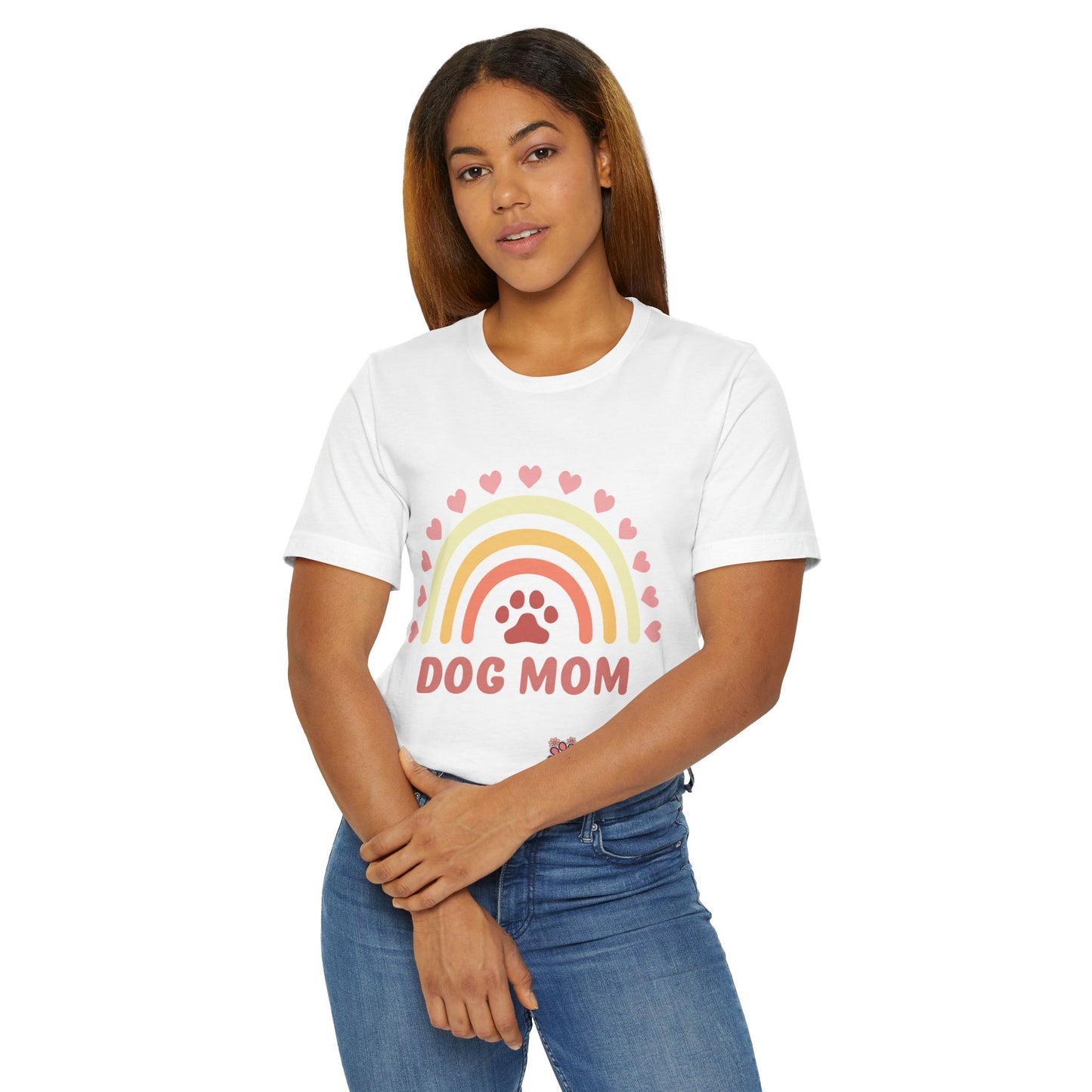 Dog Mom T-Shirt — Cute Rainbow Paw Tee for Dog Lovers