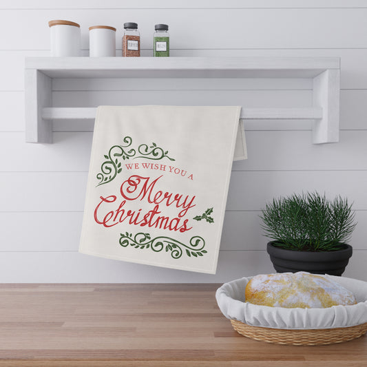 Vintage Merry Christmas Tea Towel — Festive Holiday Kitchen Linen