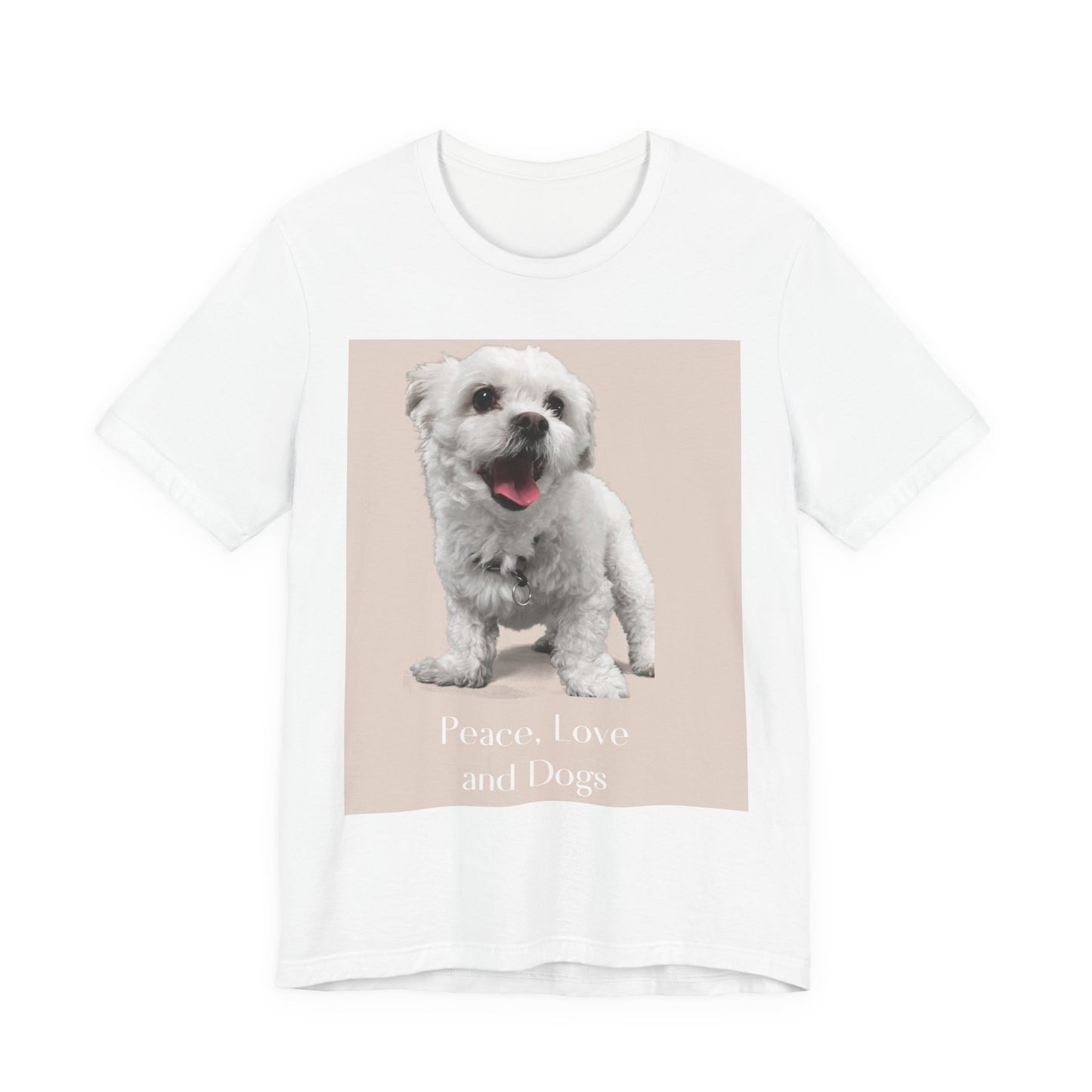 Peace, Love and Dogs T‑Shirt — Cute Dog Photo Tee