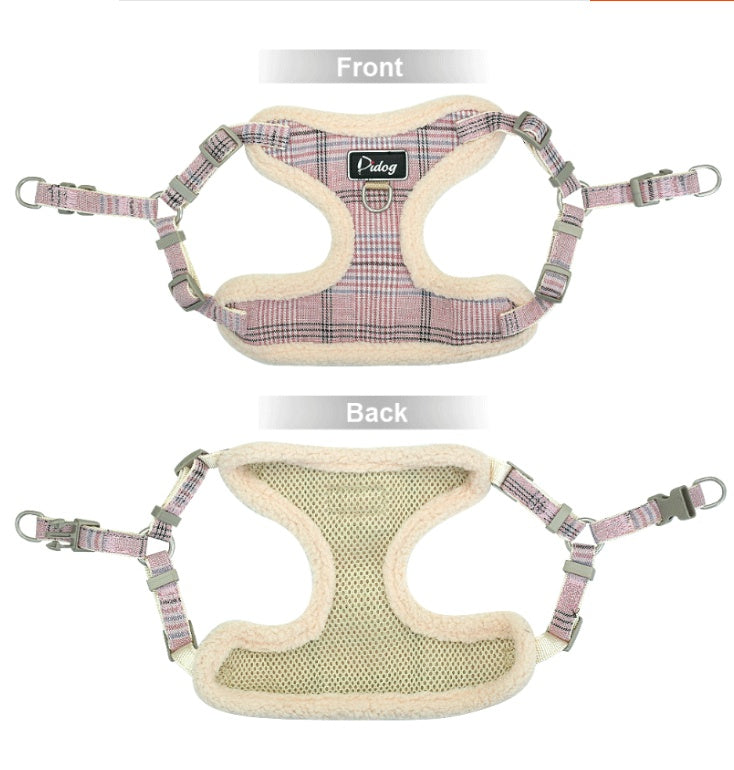 🐶 Plaid Cute Dog Harness with Poo bag attached