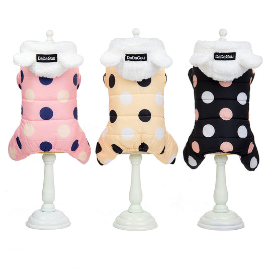 Polka Dot Dog Coat for Small Dogs – Warm, Stylish & Lightweight Pet Jacket