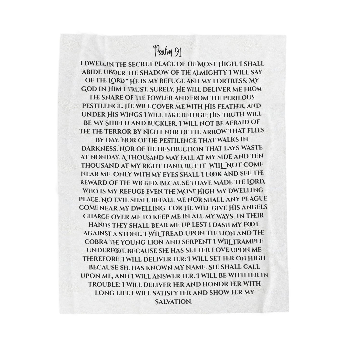 Psalm 91 Velveteen Plush Blanket — Inspirational Scripture Throw for Comfort & Faith