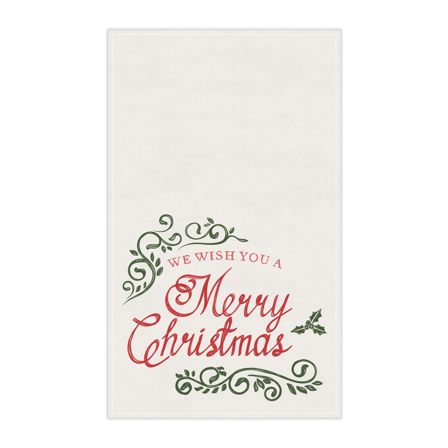 Vintage Merry Christmas Tea Towel — Festive Holiday Kitchen Linen