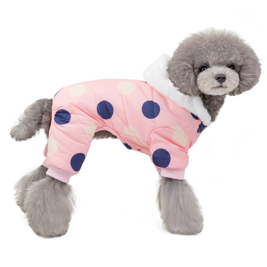 Polka Dot Dog Coat for Small Dogs – Warm, Stylish & Lightweight Pet Jacket