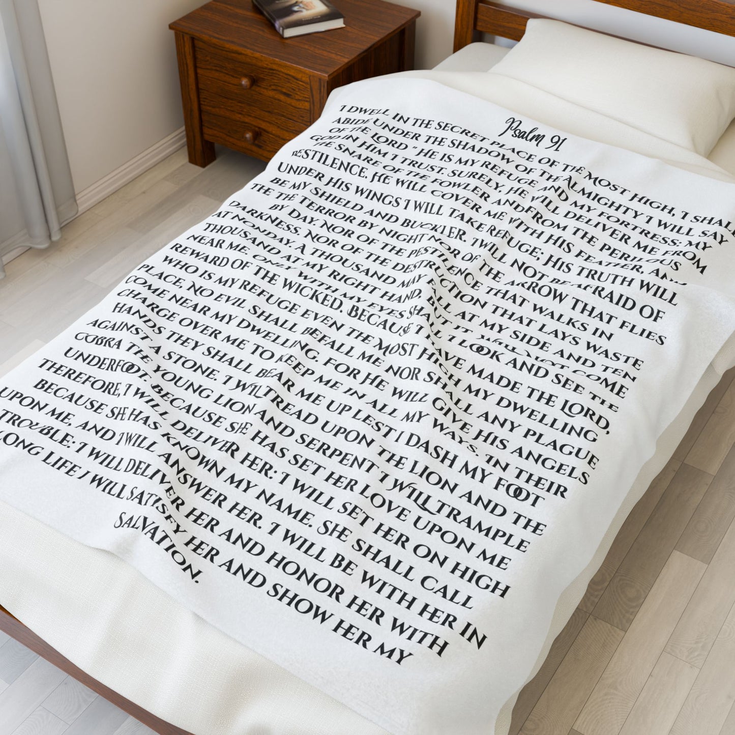 Psalm 91 Velveteen Plush Blanket — Inspirational Scripture Throw for Comfort & Faith