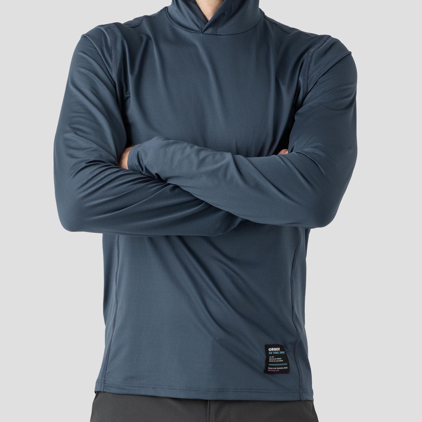 Men's UV Hooded Trail Shirt - Stone Blue