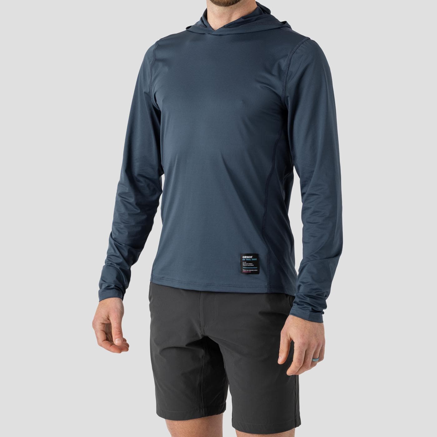 Men's UV Hooded Trail Shirt - Stone Blue