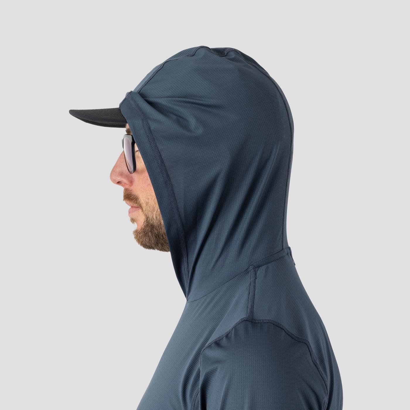 Men's UV Hooded Trail Shirt - Stone Blue