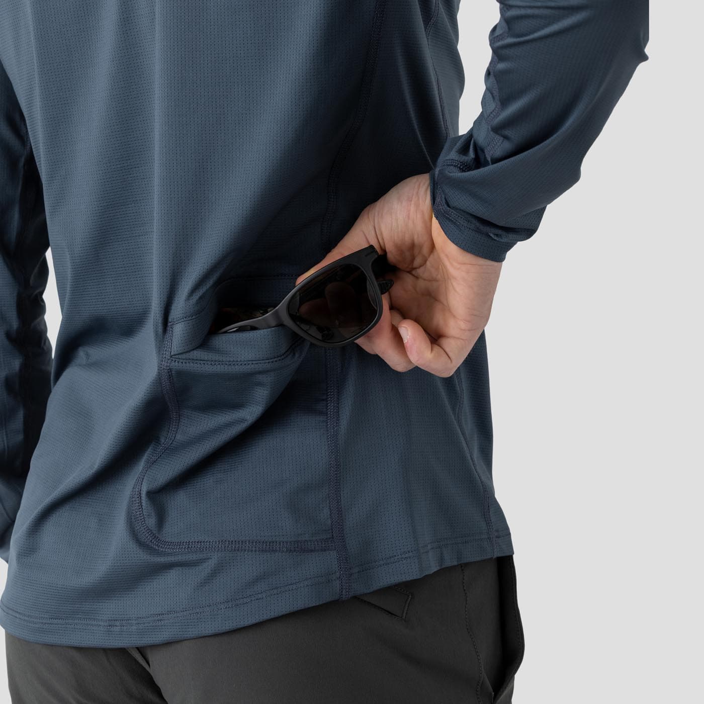 Men's UV Hooded Trail Shirt - Stone Blue