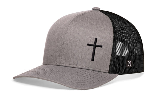 Cross Trucker Hat  |  Gray-Black cross Snapback