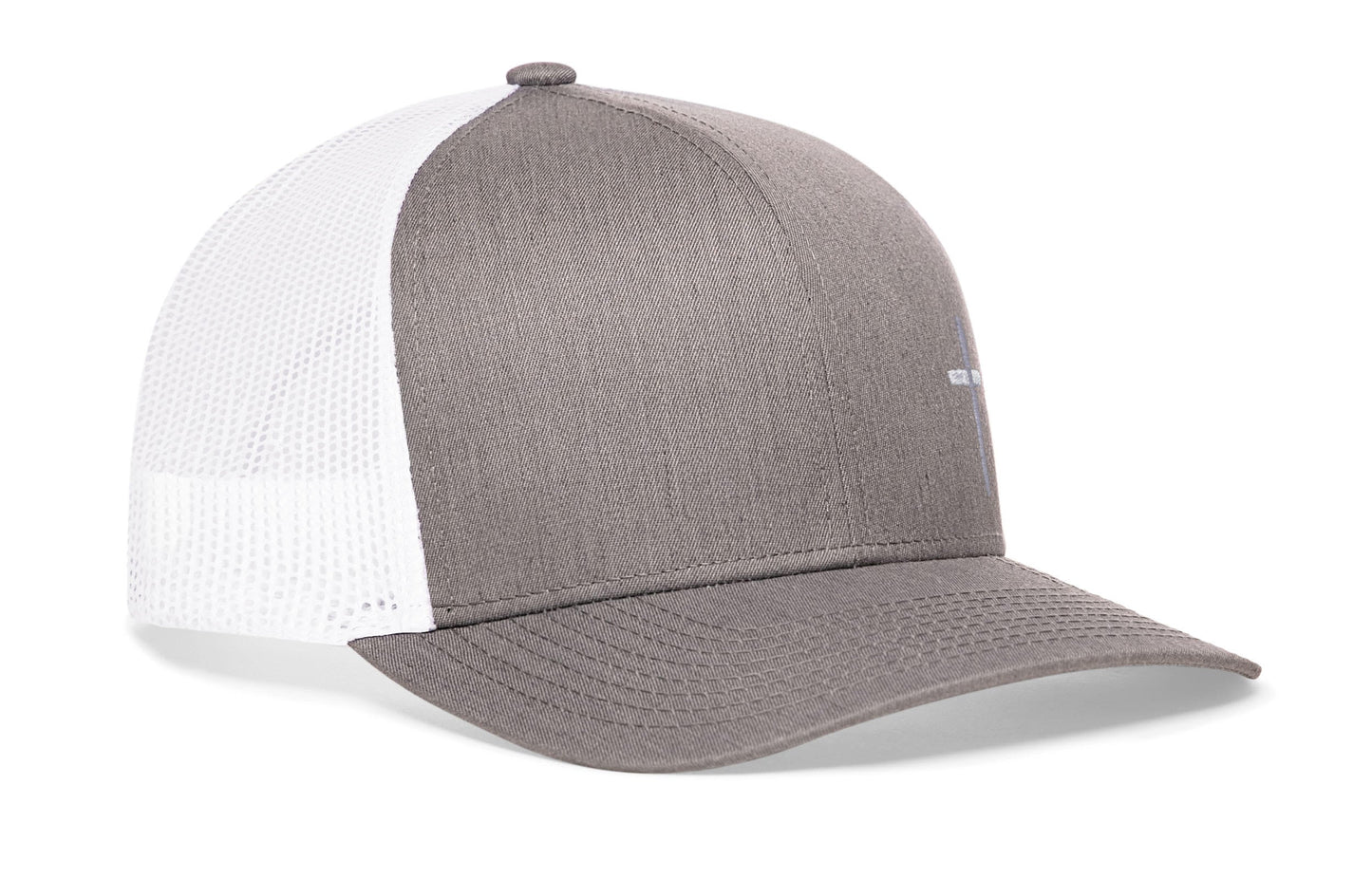 Cross Trucker Hat  |  Gray-White Cross Snapback