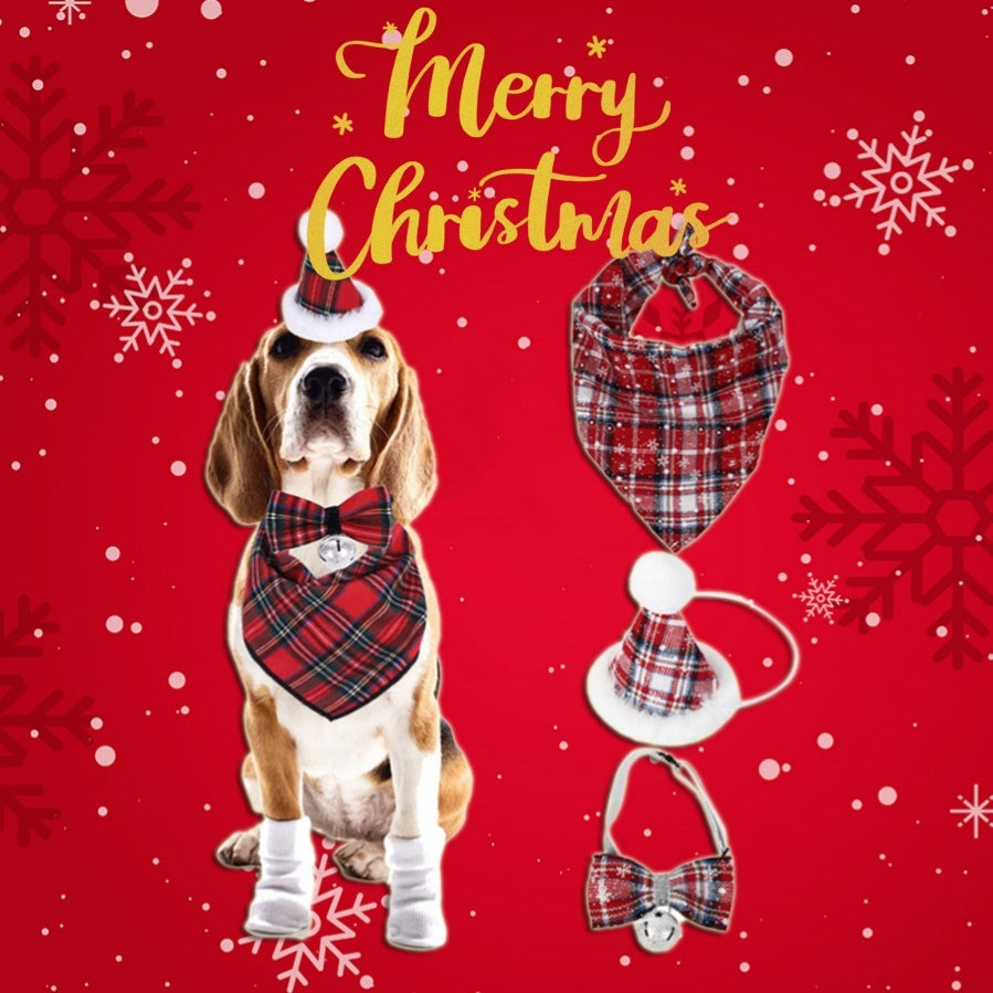 Christmas Bandanna Santa Print Dog