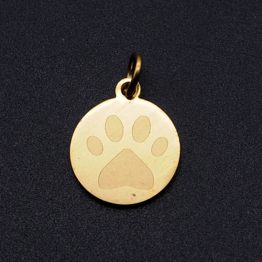 Stainless Steel Titanium Steel Engraved Name Cat Paw Dog Paw Pendant