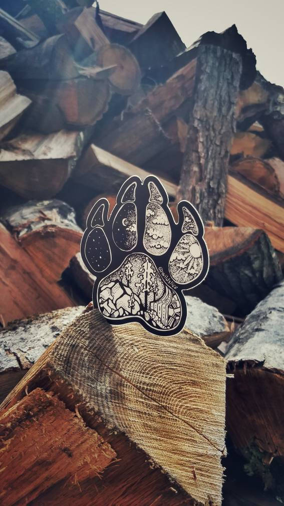 Paw Print Hiking Dog Sticker