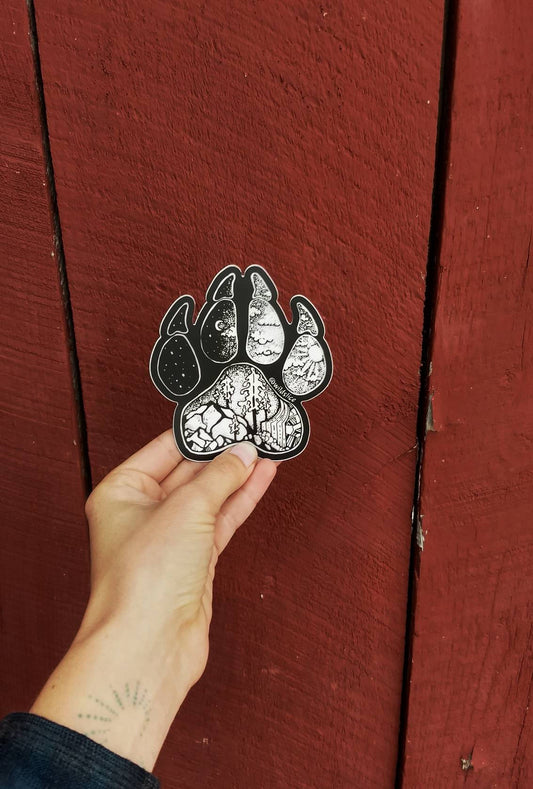 Paw Print Hiking Dog Sticker
