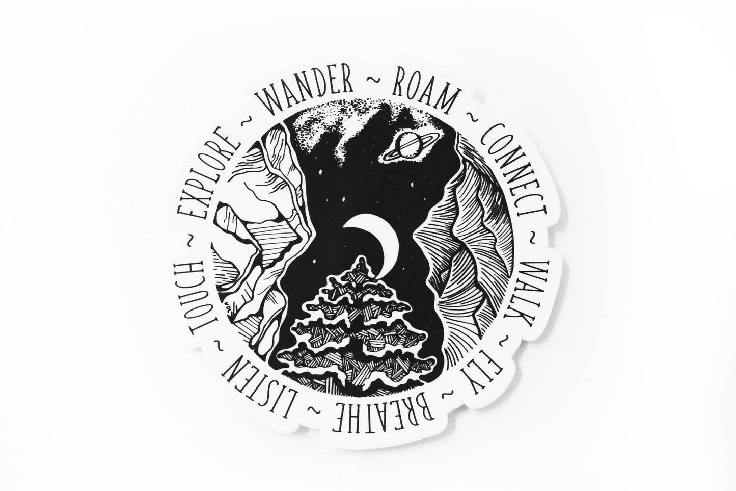 Mountains, Waves, Galaxy 3” & 4” sticker