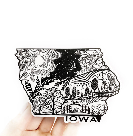 Iowa State Sticker  4" Weatherproof and durable,  Outdoor sticker, Travel sticker, Wanderlust, Moon , Trees
